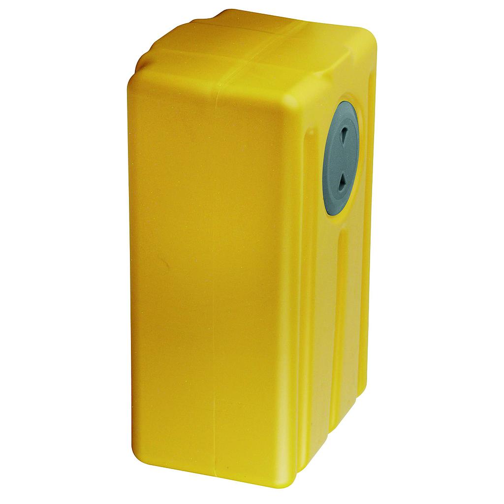 Polyethylen Vertikaler Fäkalientanks  73l  290x750x390mm ( lxhxb )  Gewicht 5 5kg  Anschluss 2x 1-1/2x38mm / 1x 1"x25mm  Transparentdeckel op 3/4 der vollen Tank"