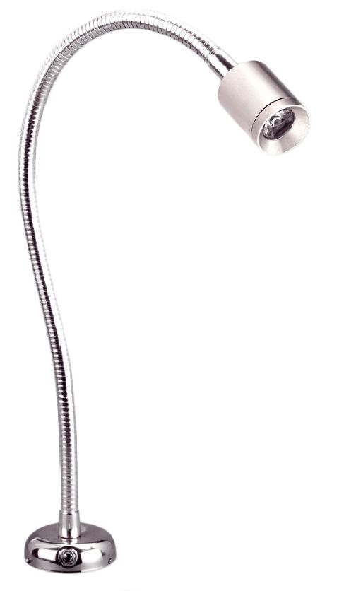 Flexibele LED-Karten- Leselampe  Messing verchromt  8-30V/1 2W  LED 1x1W