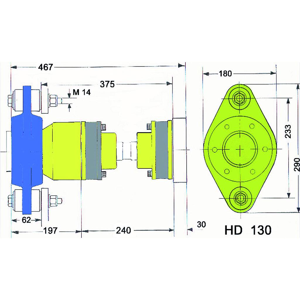 Model HD130  A-flex homokinetische aandrijfset *