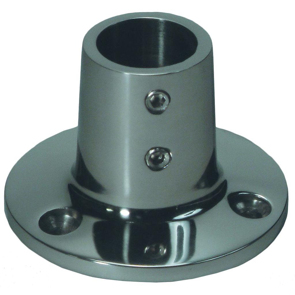 NIRO Relingsfuß 90°  Ø22 25mm mit runder Fuß Ø66 7mm