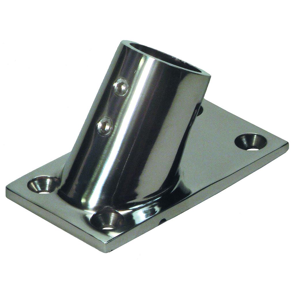 NIRO Relingsfuß 60°  Ø22 25mm mit geraden Ecken 76x43mm