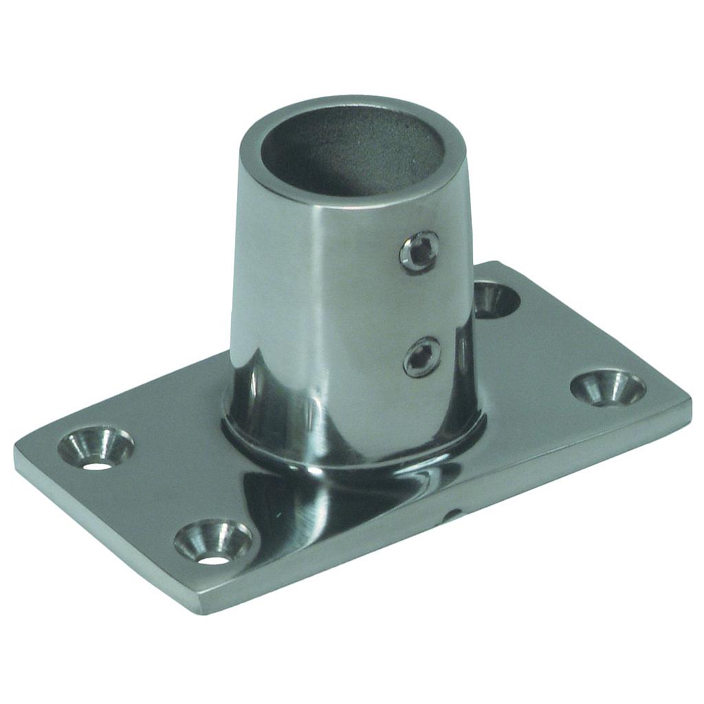 NIRO Relingsfuß 90°  Ø22 25mm mit geraden Ecken 76x43mm