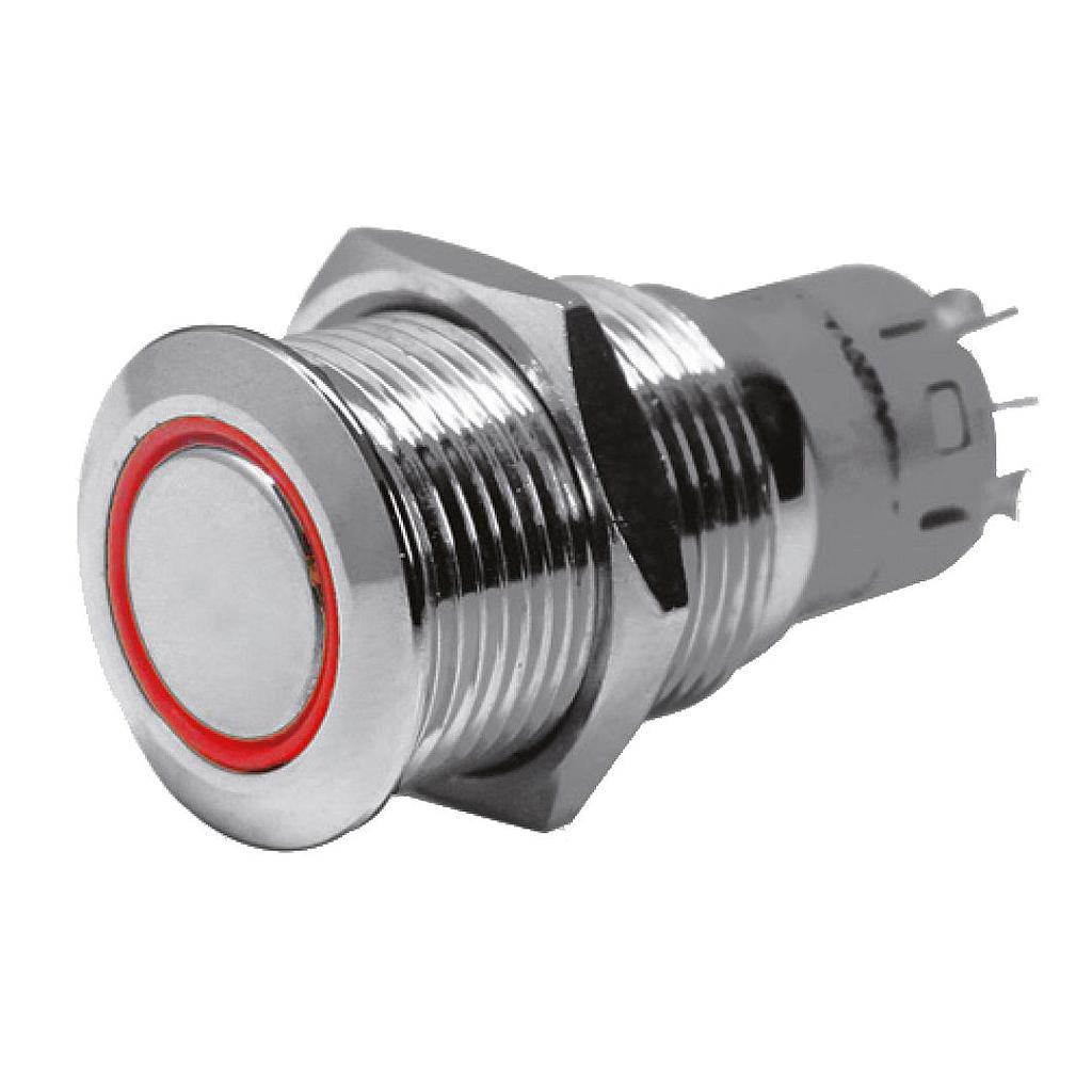 NIRO Ring LED Druckschalter  (ON)/OFF  24V  Rot LED