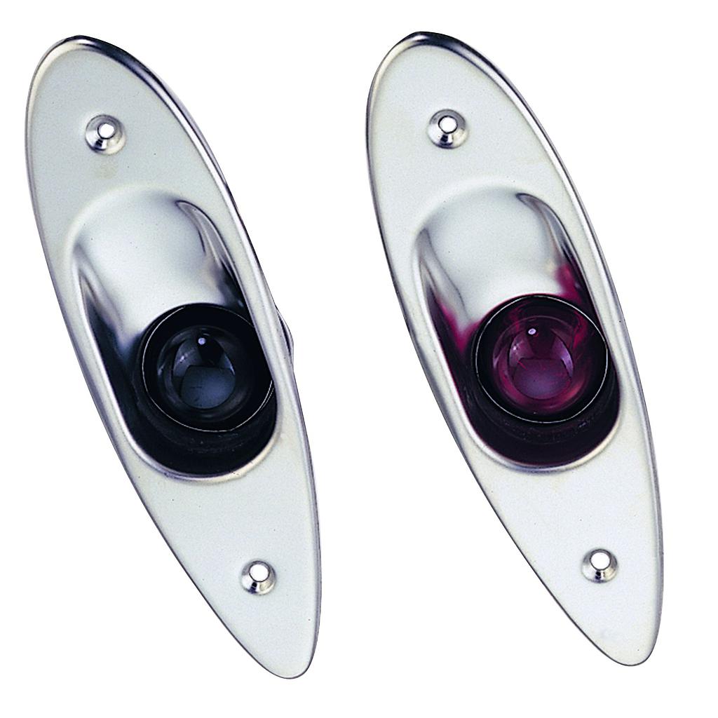 LED Positionlaterne für back- und Steuerbord ( seitlichen Einbau )  12V / 6W  NIRO Gehäuse mit rot / grüne Linse  197x57x17mm ( lxbxd )  Leuchtmittel: BA15d