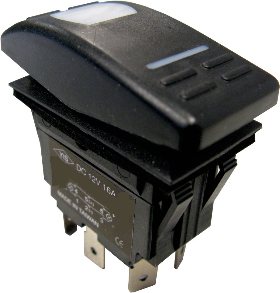 Wasserdichte Schalter mit LED-Indikator  6-Polig  ON-OFF-ON  15A/12V