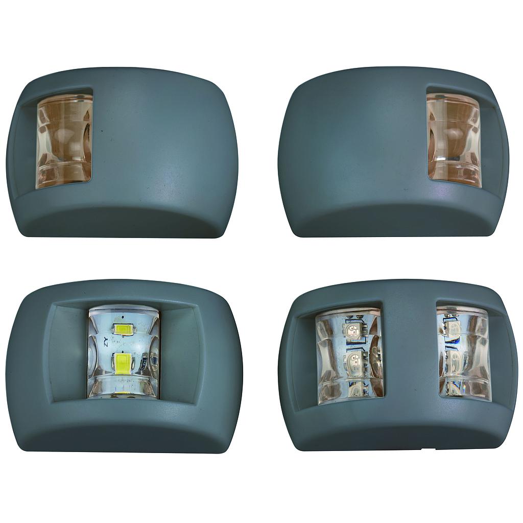 LED Positionslaterne  Backbord  12V / 0 6W  112.5°  schwarz Kunststoff Gehäuse mit rote Linse  70x45x40mm ( bxh )