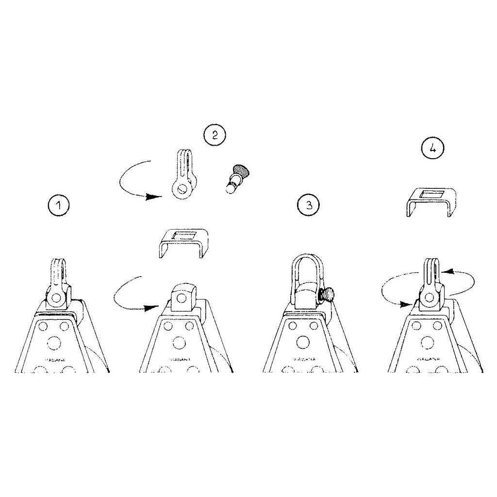 NIRO Schnappschäkel für 12mm-Blöcke mit 3-Wege Kopf (T)