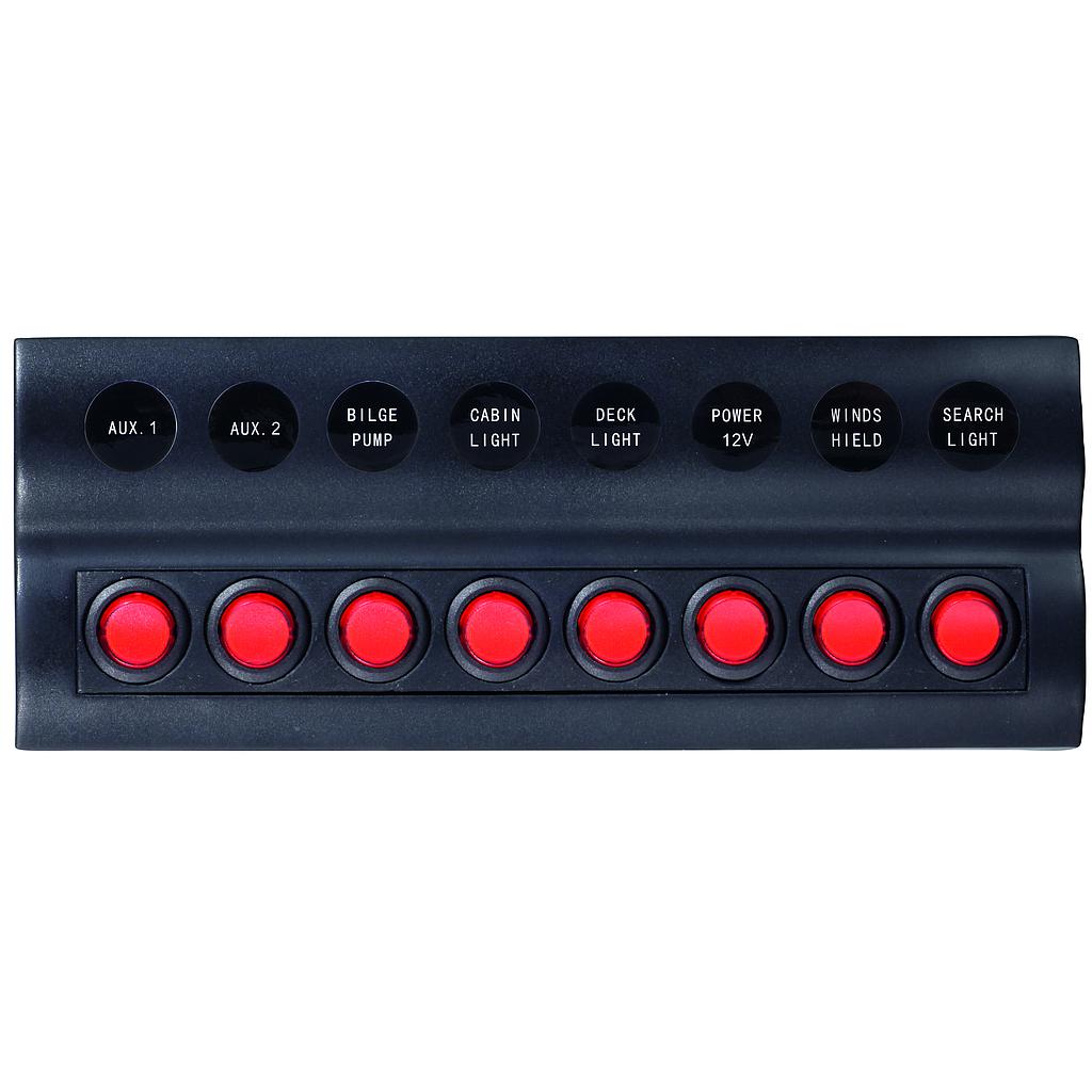 Schalttafel 12V  8 Schalter (ABS) inkl. LED-Indikator und autofuse  wasserdicht