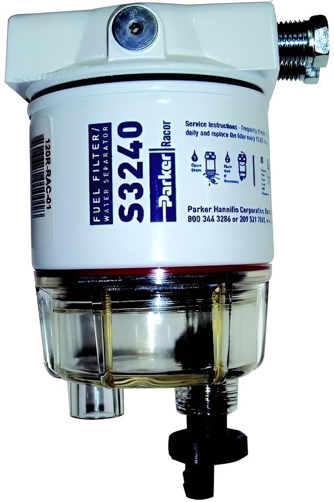 Benzin Kraftstofffilter/Wasserabscheider mit Schauglas und Ablass 114L / Std.