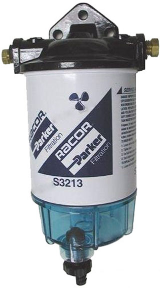 Benzin Kraftstofffilter/Wasserabscheider mit Schauglas und Ablass 227L / Std.