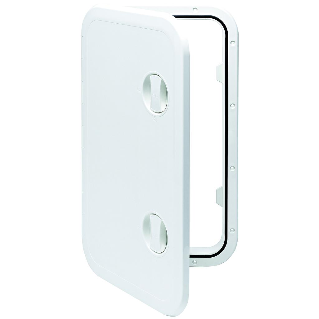 Kunststoff Kaste  357x606x320mm  2x Verschluß  180º  weiss ( Deckel und Scharniere sind abnehmbar )