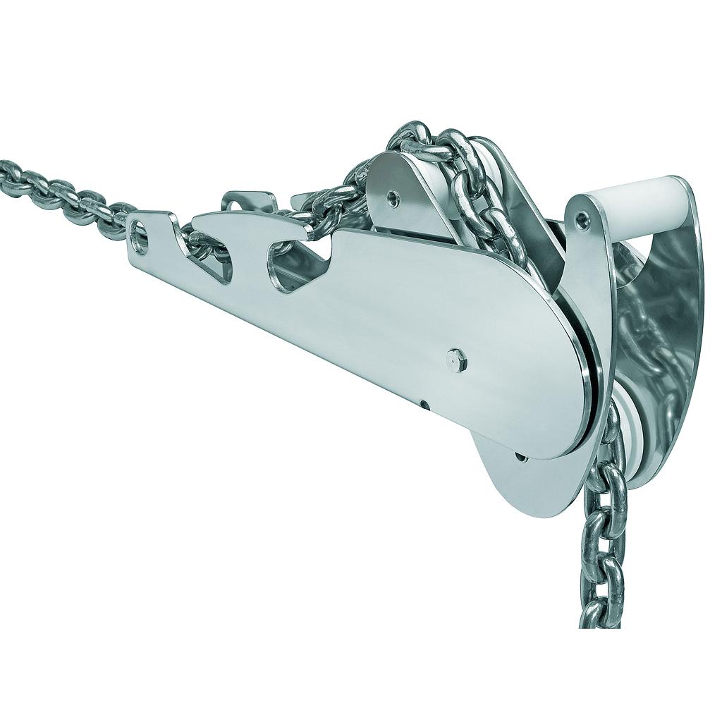 NIRO Ankerbugrolle  A=440mm  B=90mm  C=120mm ( kippbar  bis 15 0kg )