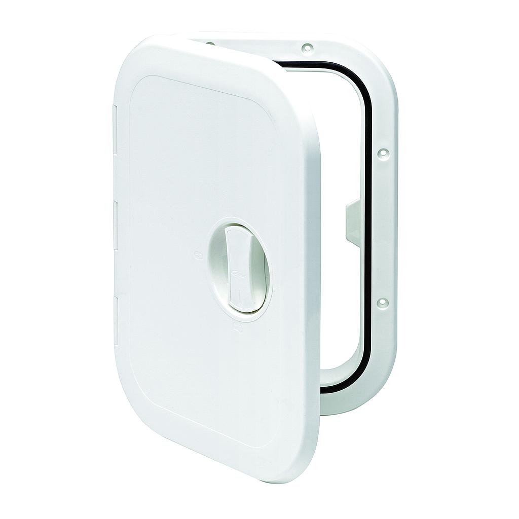 Kunststoff Kaste  270x373x160mm  1x Verschluß  180º  weiss ( Deckel und Scharniere sind abnehmbar )