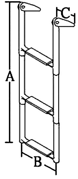 NIRO Teleskop Badeleiter  3-Stufen mit Kunststoff bekleidet  Abm. ausgeklappt 254x889mm  max. Rohr Ø32mm