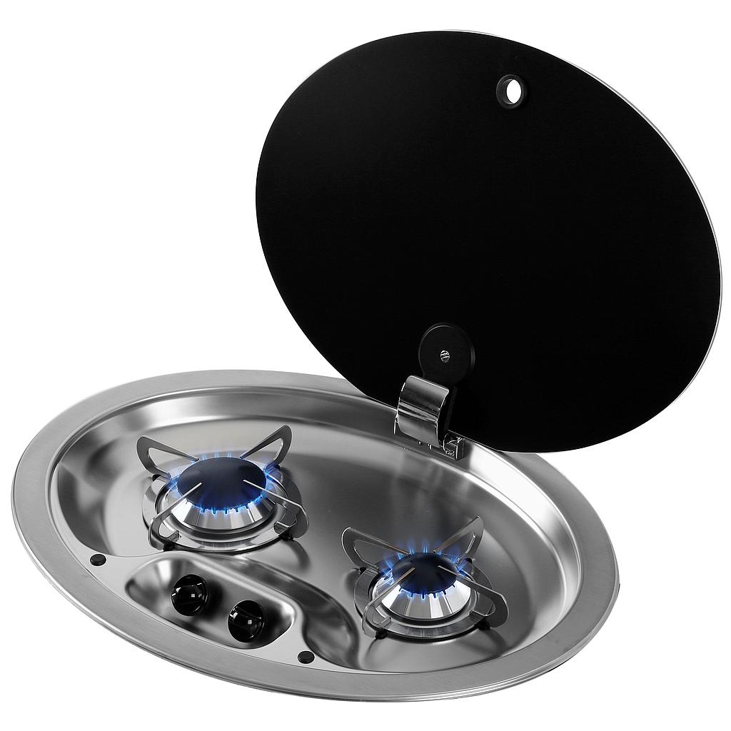 Gaskocher oval mit Abdeckplatte  510x390x80mm