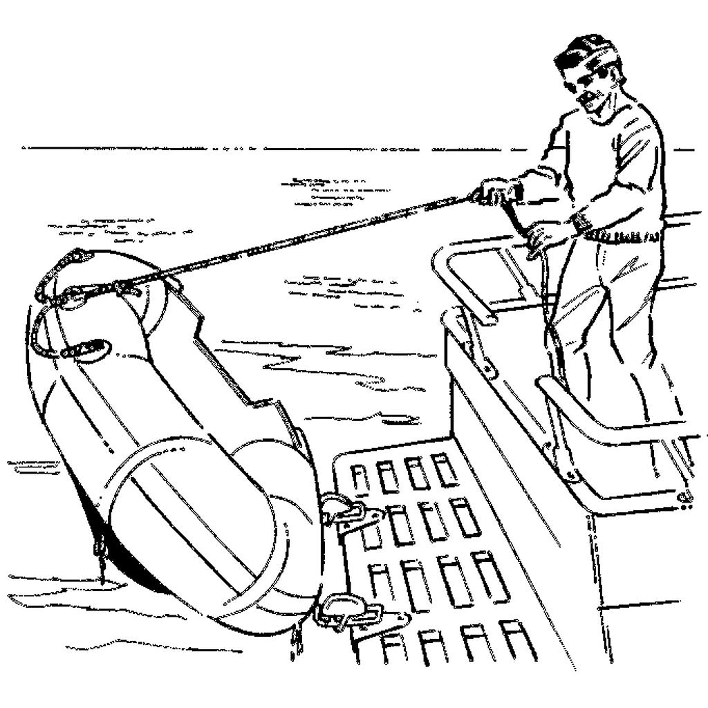 Selbstschließende Davits für Schlauchboote
