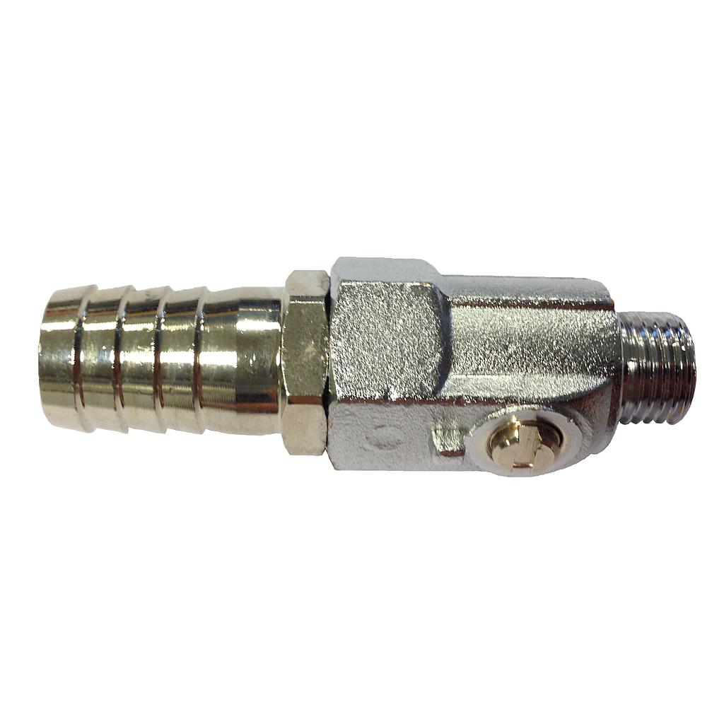 Verchromt-Messing Mini-Kugelhahn mit Tülle 17mm  1/4  Innen- & Außengewinde"