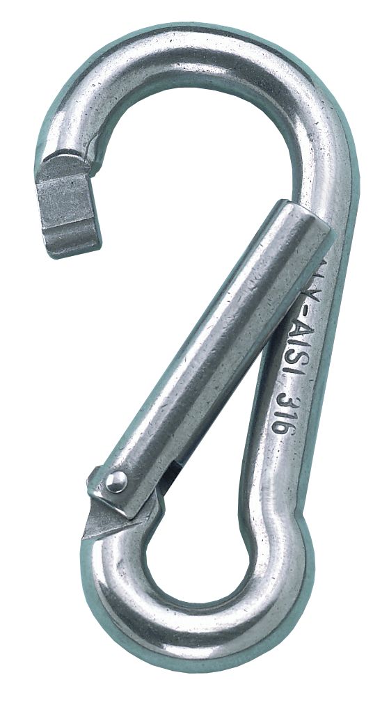 NIRO Karabinerhaken asymmetrisch  Ø8mm  L=80mm  Öffnung 22mm