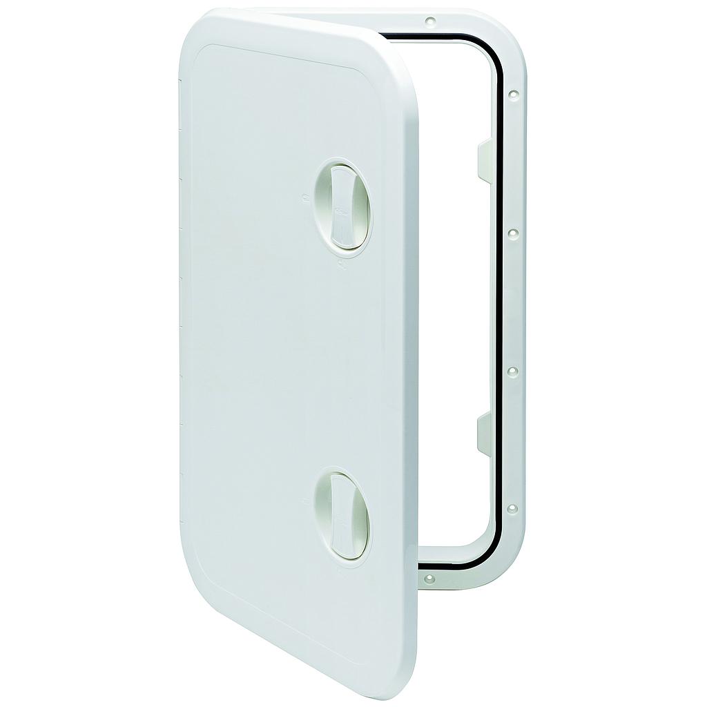 Kunststoff Luke  606x357mm  2x Verschluß  180º  weiss