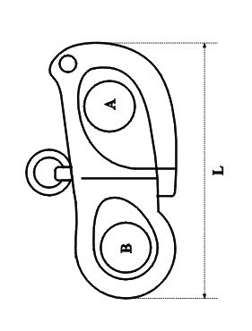 Snapsluiting met vast oog  RVS316  22mm  L=96mm