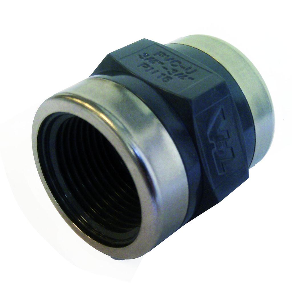 Kunststoff Muffen  verstärkt mit NIRO Ring  1/2 x 1/2"  16bar"