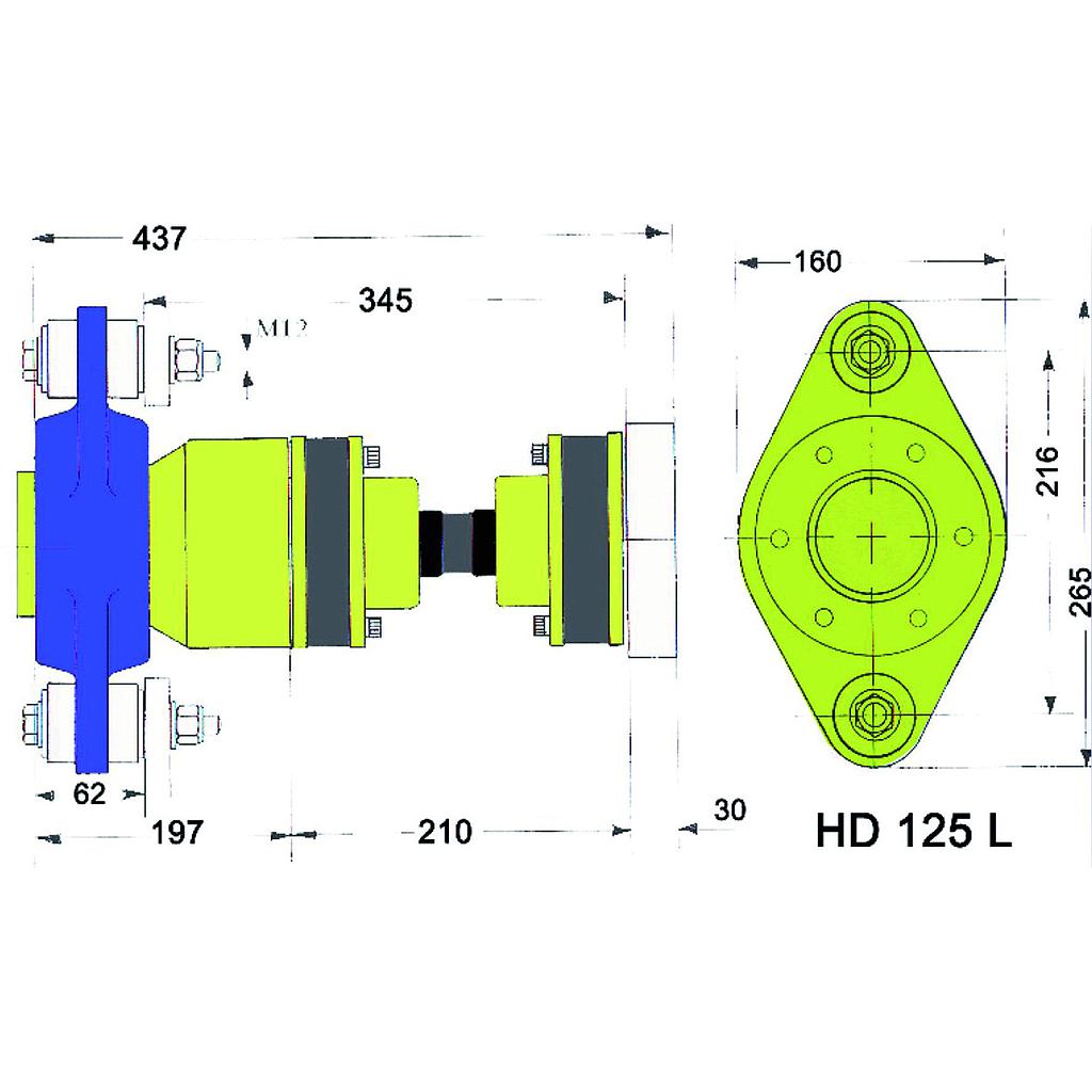 Model HD125  A-Flex homokinetische aandrijfset *