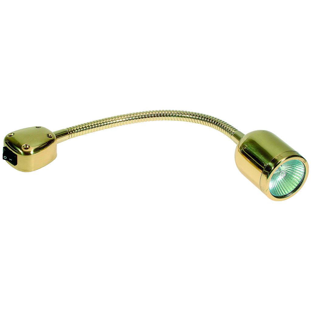 Messing Kartentischleuchte  Halogen  12V / 10W  Fußplatte Ø86mm  mit Schalter