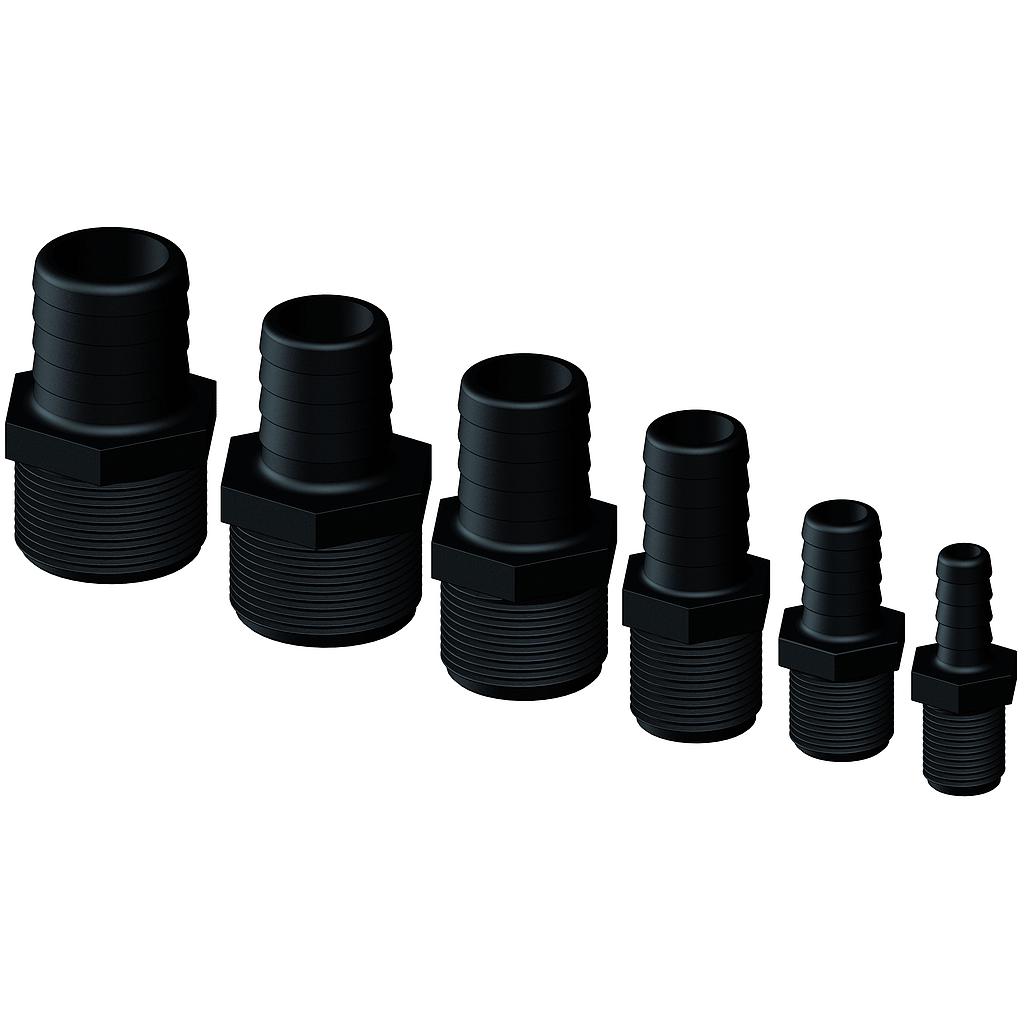 Slangtule, zwart kunststof  1/2"" x 13mm  met draadaansluiti