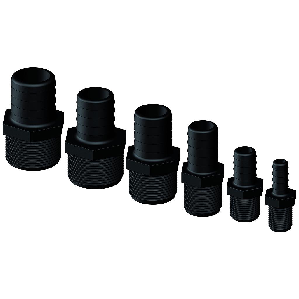 Slangtule, zwart kunststof  3/4"" x 19mm  met draadaansluiti