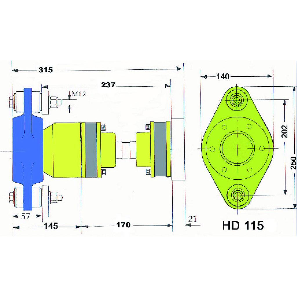Model HD115L A-Flex homokinetische aandrijfset *