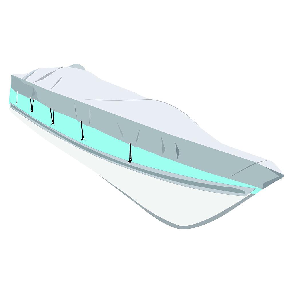 Abdeckplane maß S  Silbergrau  Bootslänge 488-564cm  Bootsbreite 239cm