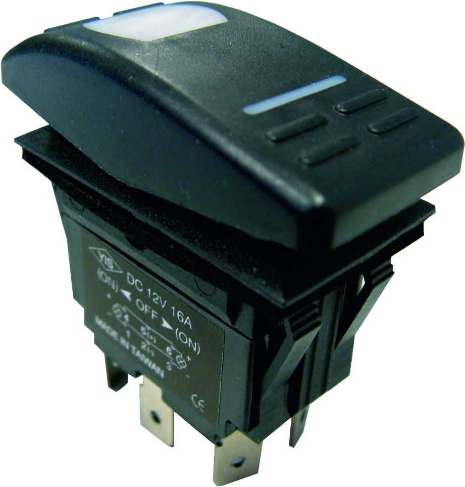 Wasserdichte Schalter mit LED-Indikator  3-Polig  MOM ON-OFF  15A/12V (zurückfederend)