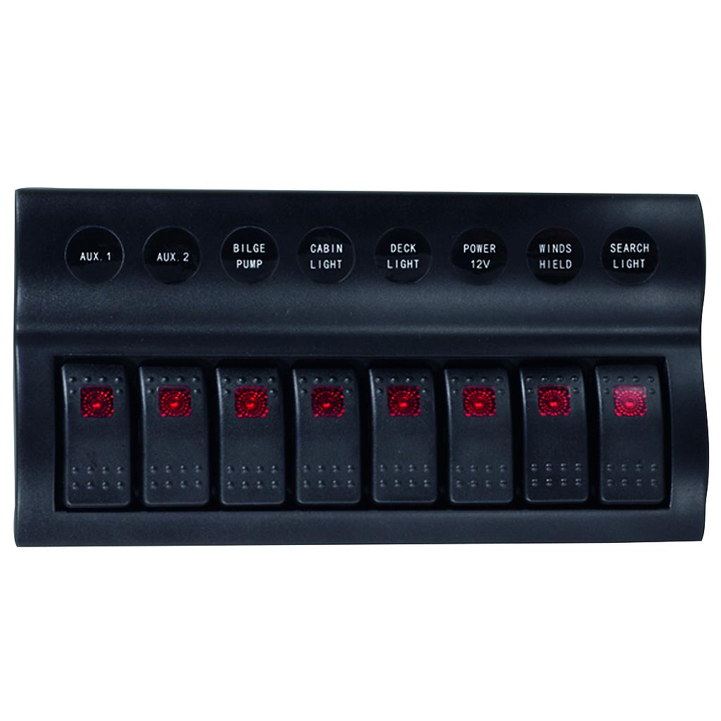 Schalttafel 12V  8 Schalter (ABS) inkl. LED-Indikator und autofuse  wasserdicht
