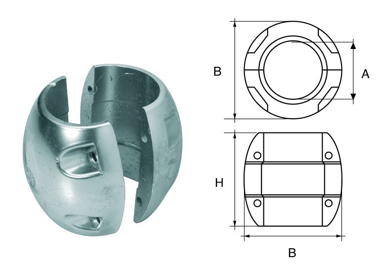 Wellenanode Magnesium Kugelförmig  Ø 20 mm
