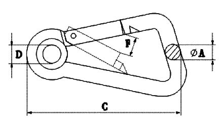 NIRO Karabinerhaken mit Öse & extra große Öffnung  Ø12mm  L=125mm