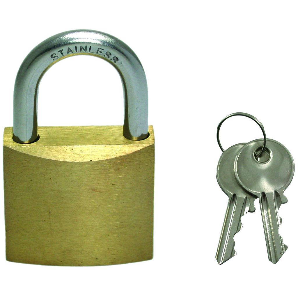 Messing Hangslot 30mm met R,V,S,-beugel