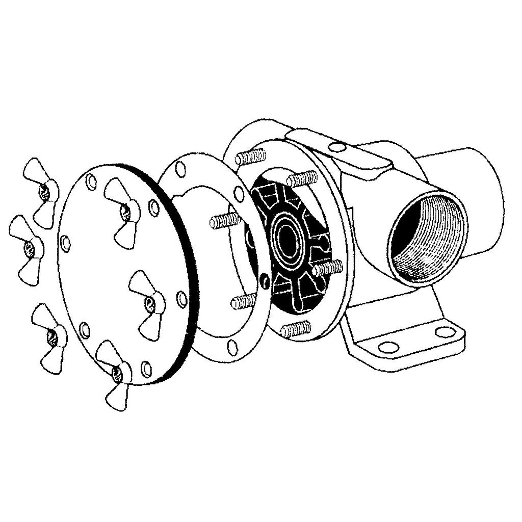Johnson Pump Satz-F  NIRO Flügelmuttern Pinwing" & Gewindestütze (4st. M5 x M5)"