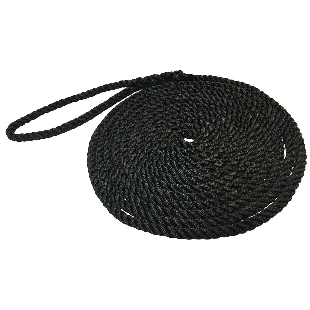 Fenderleine ( PP )  Ø8mm  L=2m  Schwarz ( mit Augspleiß )