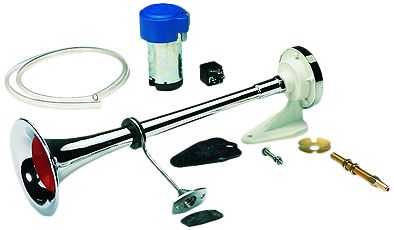 Messingverchromte Signalhorn mit Kompressor  Einklang  L=500mm  24V ( 111dB(A)-228Hz )