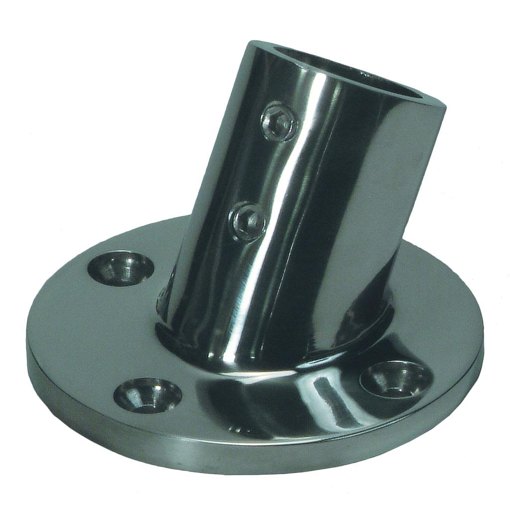 NIRO Relingsfuß 60°  Ø22 25mm mit runder Fuß Ø66 7mm