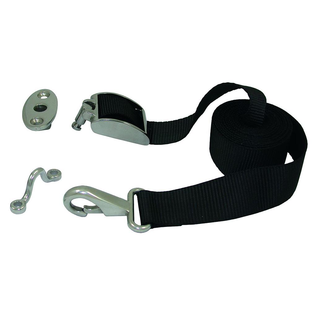 Spanngurt-Kit mit NIRO Klemme und drehbarer Quick-Connect-Decksfitting für Sonnenverdecke  25x2300mm ( Bruchlast 400kg ) ( Pro Stück )