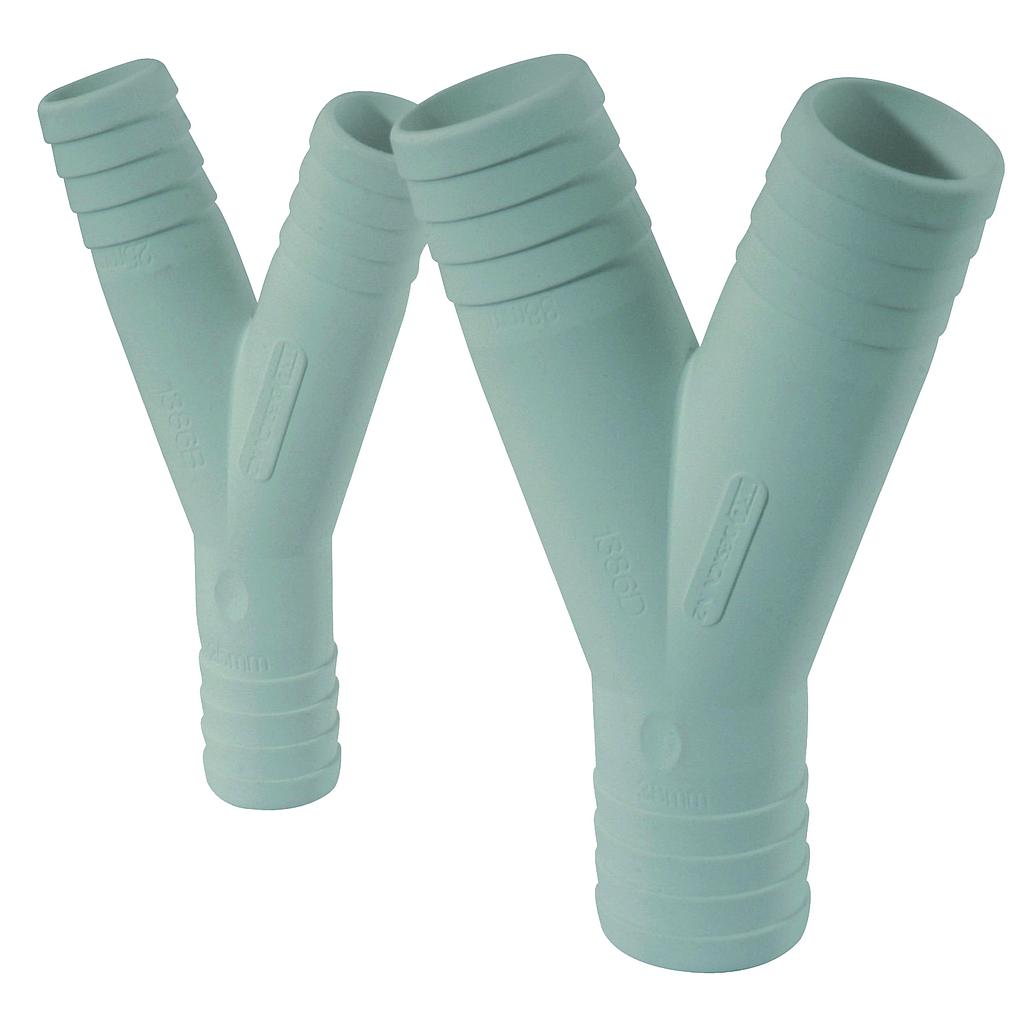 Y-type slangconnector, wit kunststof  38x38x38mm