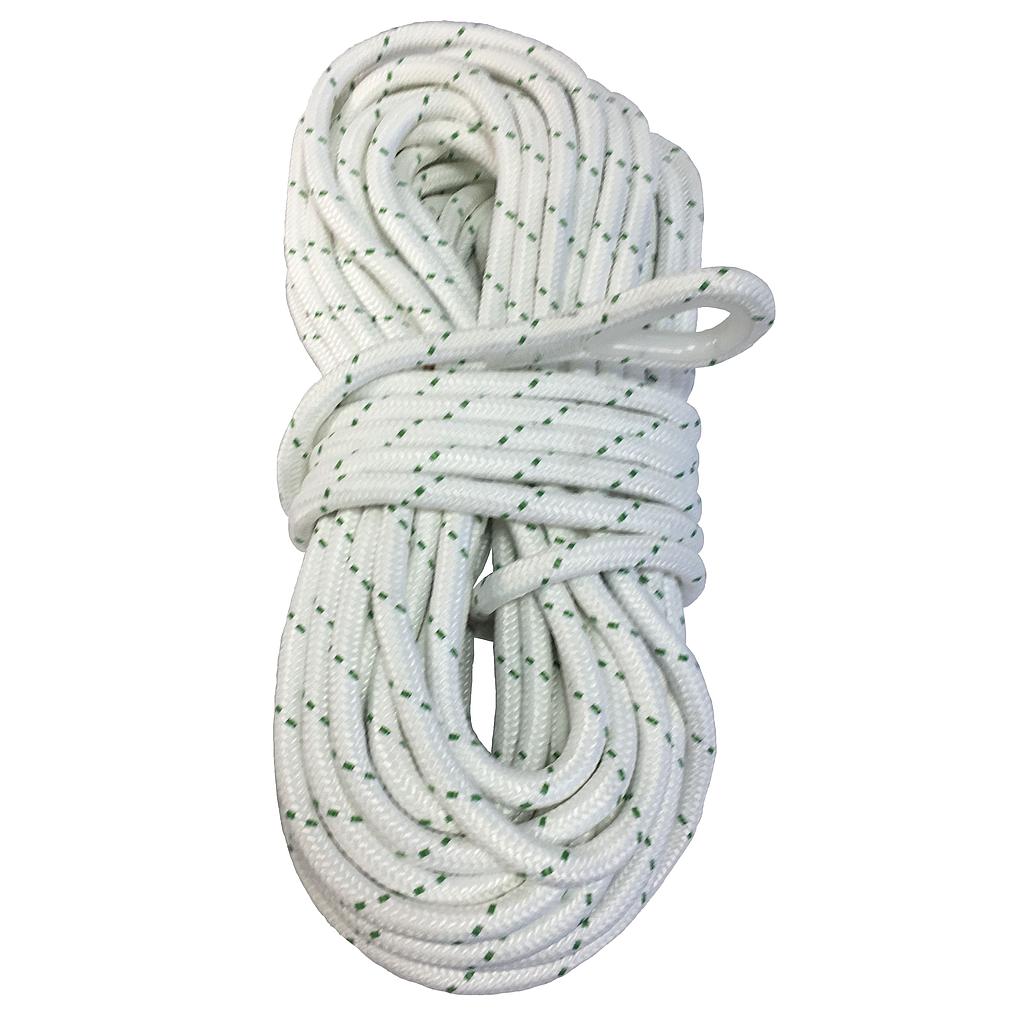 Geflochtene Polyester Ankerleine  10mm  30m ( Bruchlast 1200kg ) mit eingenähtem Kunststoff- Kausch.