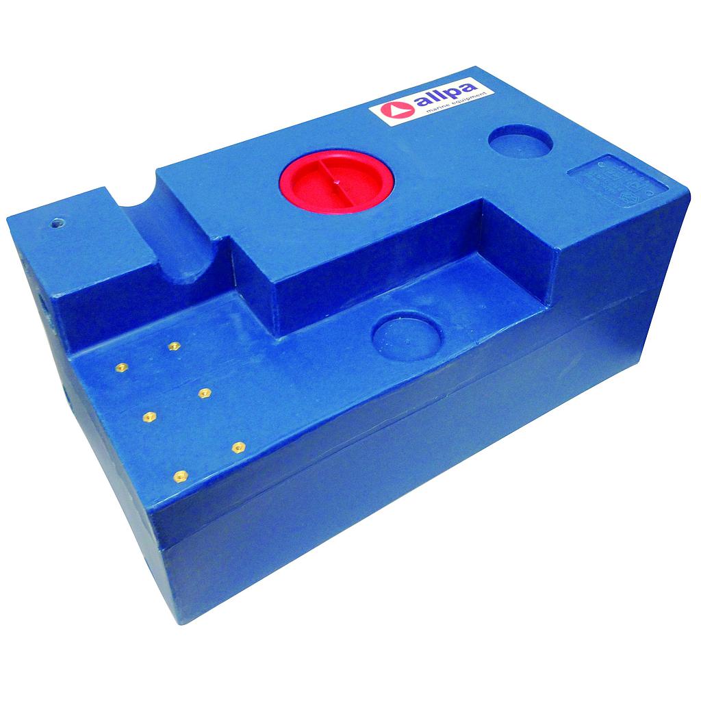 einzelner Kunststofff Fäkalientank  rechteckig  112l  700x800x200mm ( lxbxh )  Anschlüsse 4x 1/2 / 4x 1-1/4" / 1x 3/8"  Wandstärke 6mm"