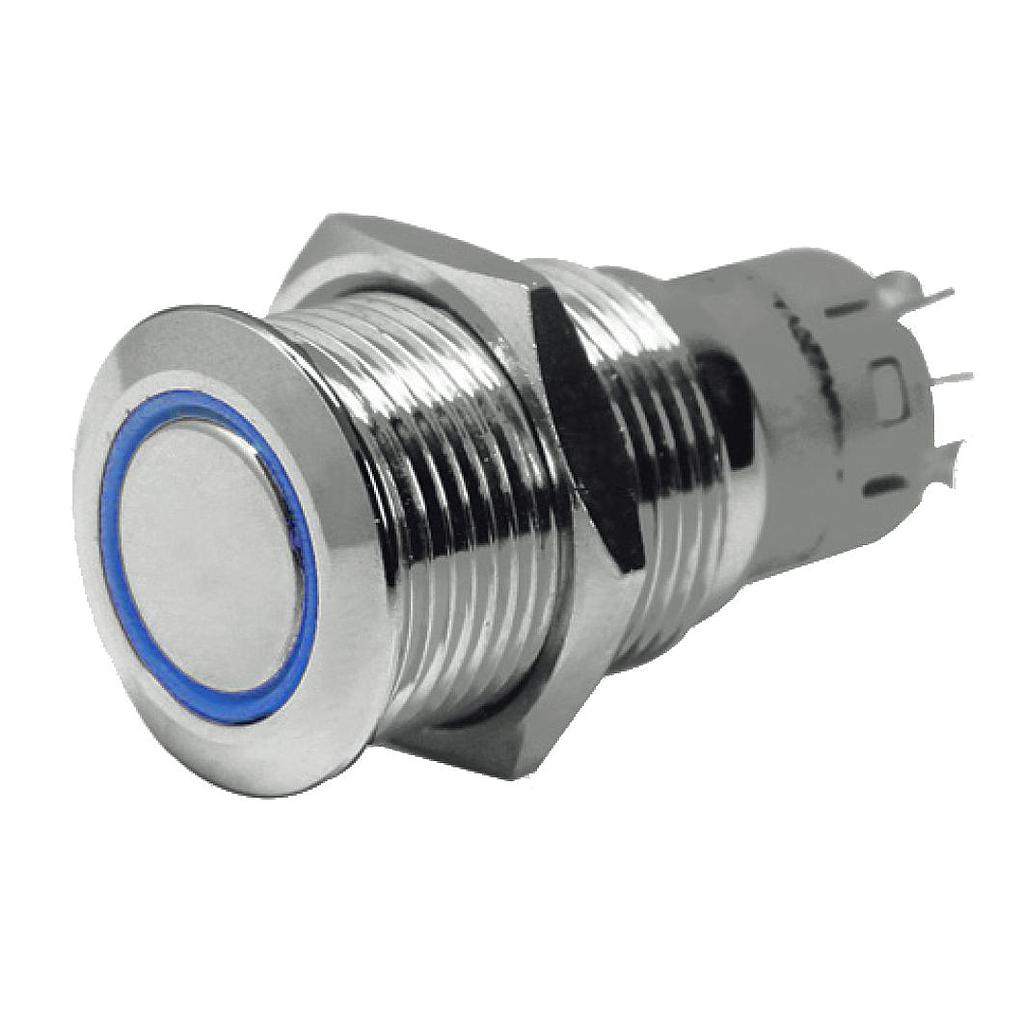 NIRO Ring LED Druckschalter  (ON)/OFF  24V  Blau LED